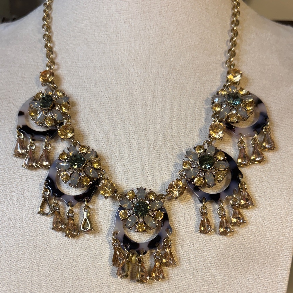Cara Cara Gold and Black Floral Necklace